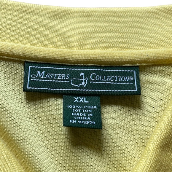Masters Collection Polo Shirt Adult XXL 2XL Yellow Solid Short Sleeve Golf Mens - Picture 2 of 9